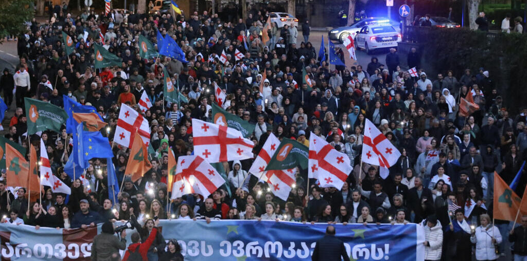 Tens of thousands of pro-EU supporters rally in Georgia ahead of key vote