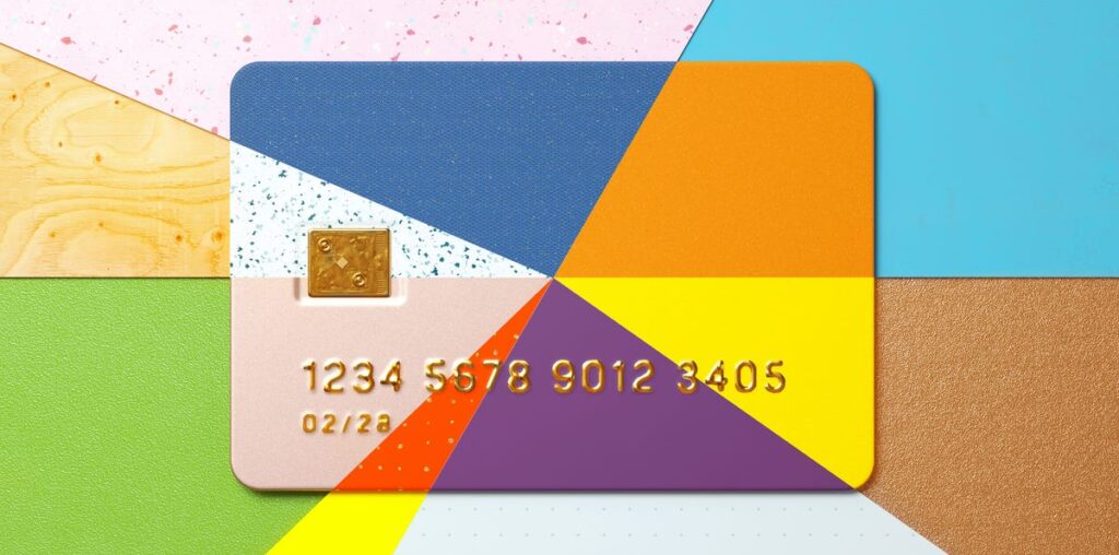 credit card on colorful background