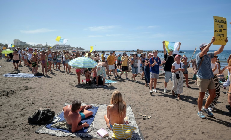 Thousands protest in Spain’s Canary Islands against mass tourism