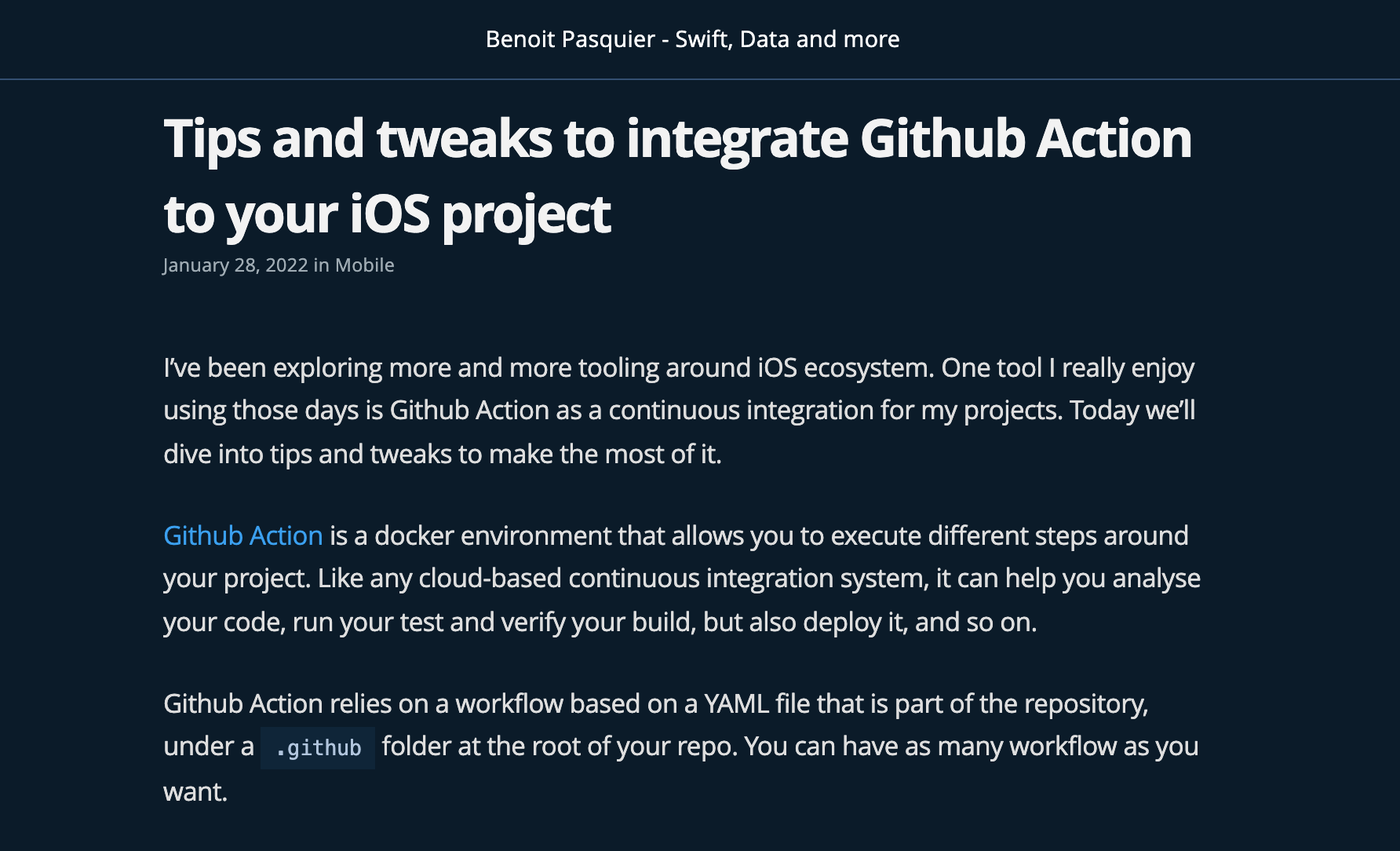 Tips and tweaks to integrate Github Action to your iOS project