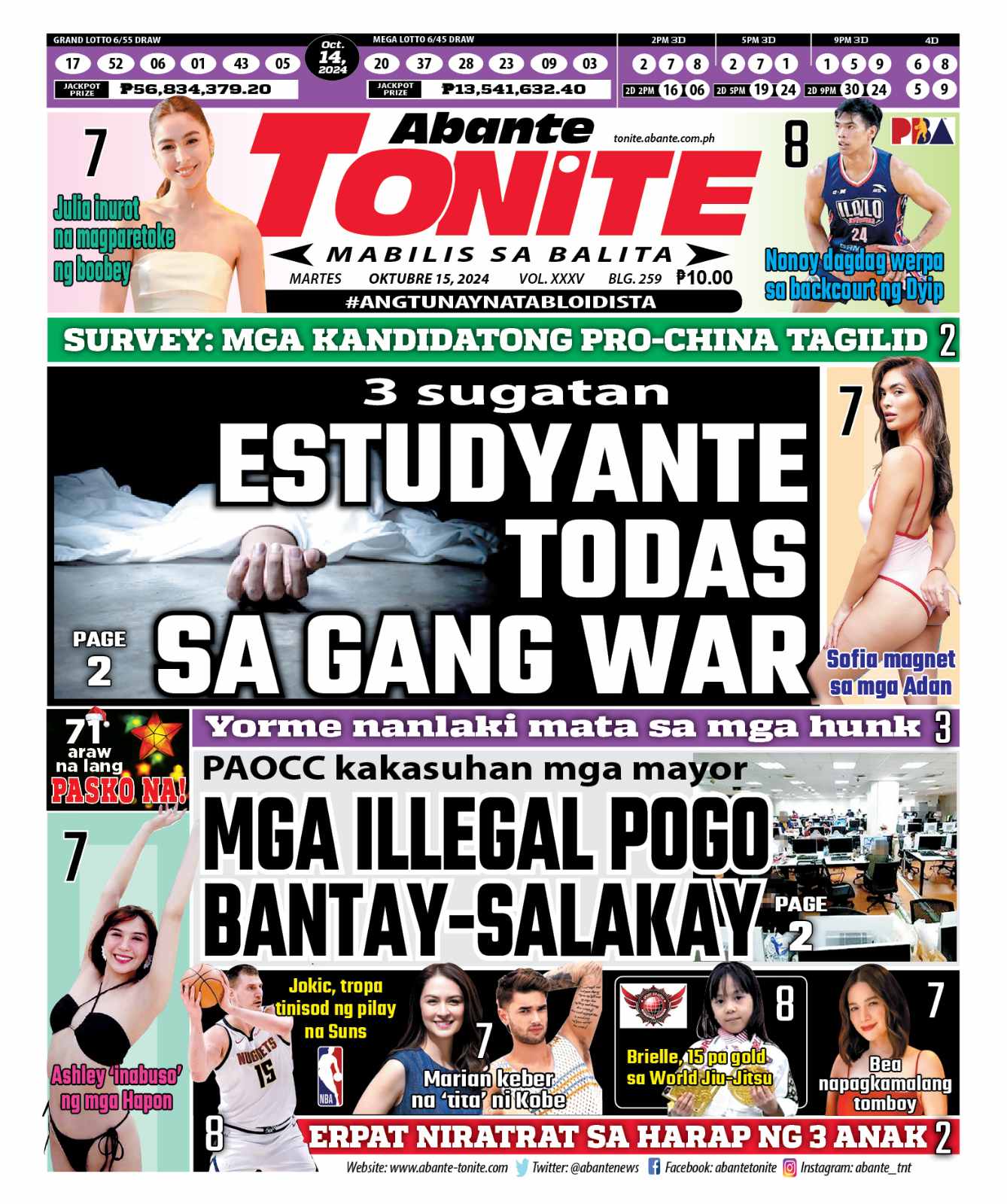 Tonite Front Page | Balita Ngayong Oktubre 15, 2024 | Abante Tonite