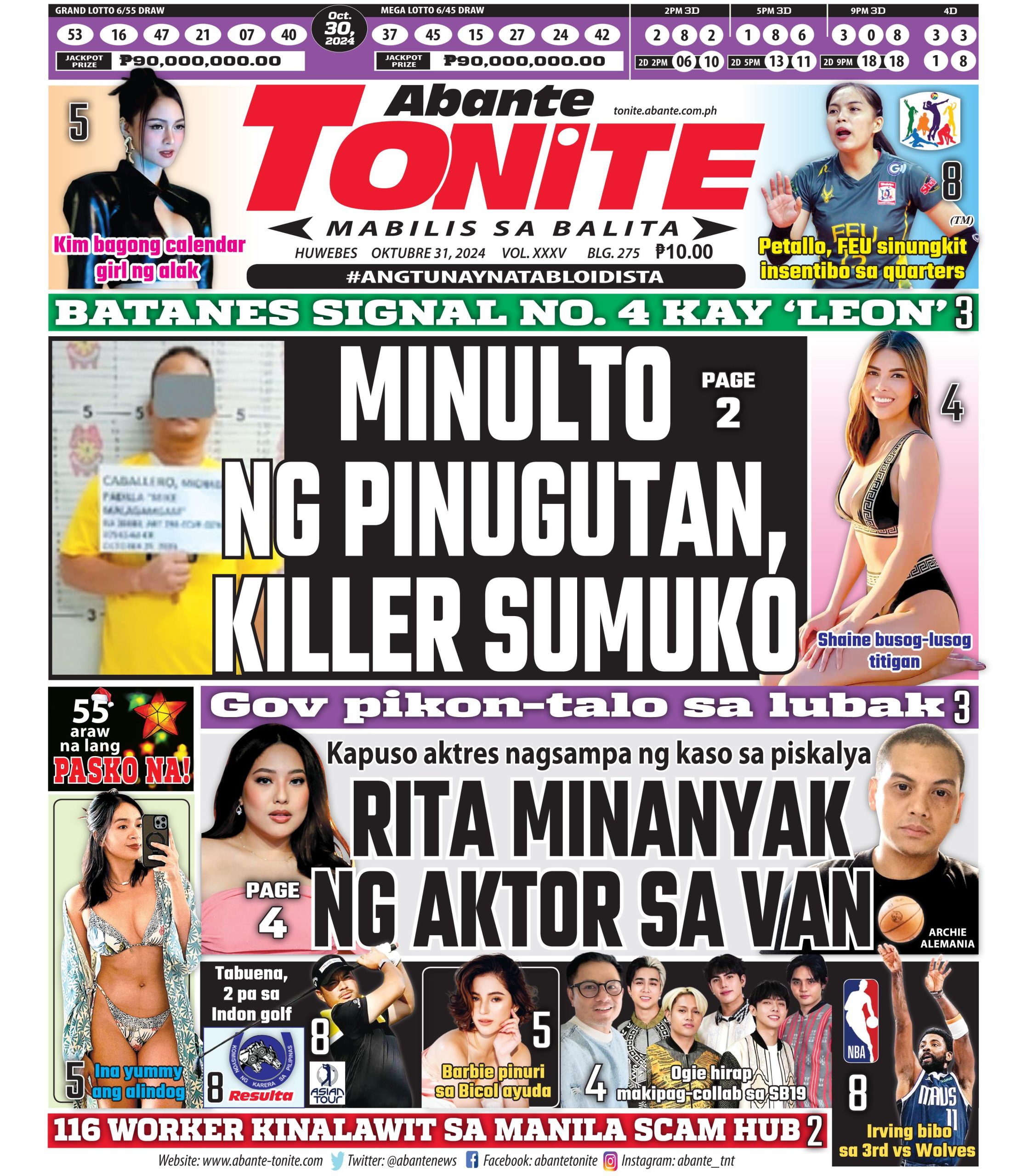 Tonite Front Page | Balita Ngayong Oktubre 31, 2024 | Abante Tonite