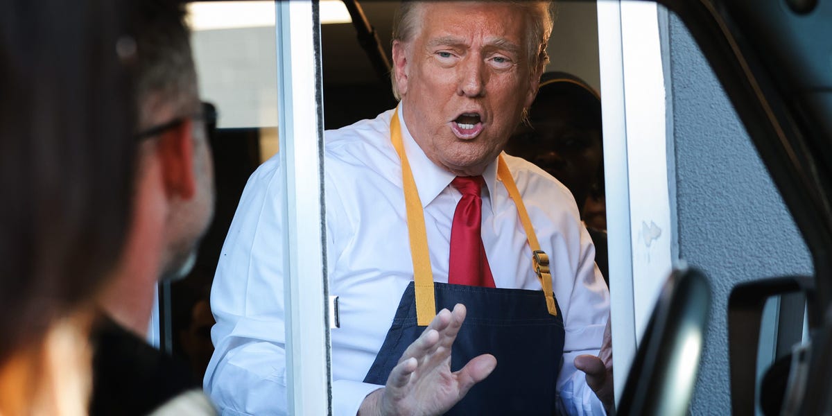 Trump cooks fries at McDonald’s as he attempts to cast doubt on Harris’ earlier employment at the chain