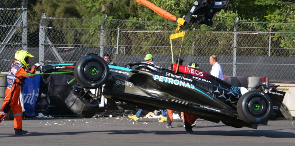 Verstappen engine woes continue in Mexico as Russell suffers heavy crash