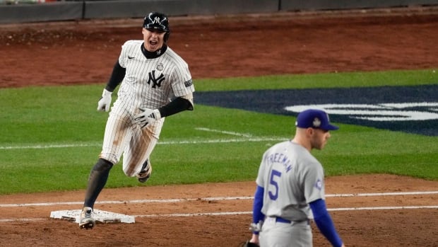 Volpe’s grand slam sparks slumping Yankees offence in time to avoid Dodgers sweep in World Series | CBC Sports