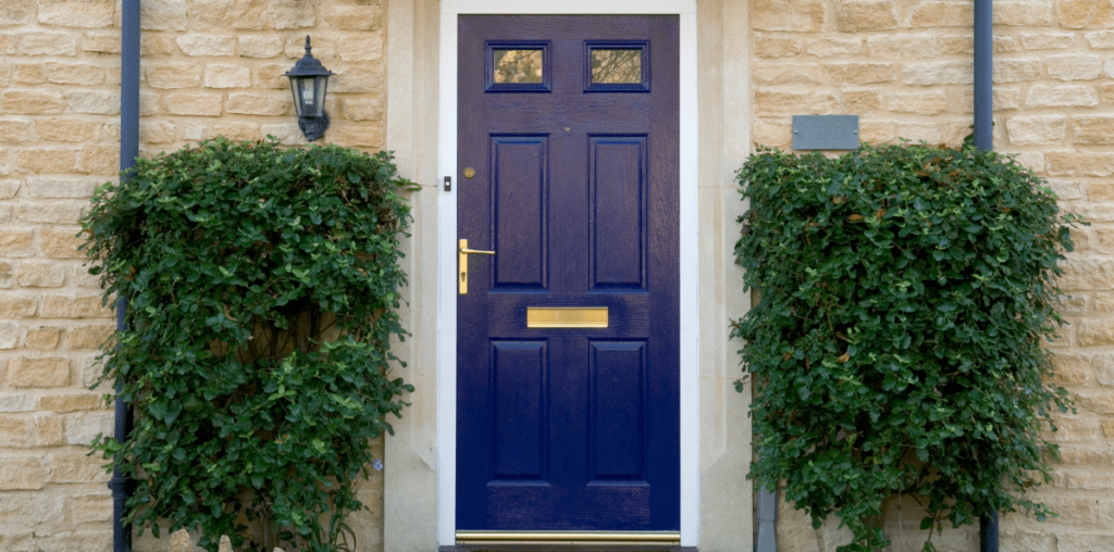 Blue front door.