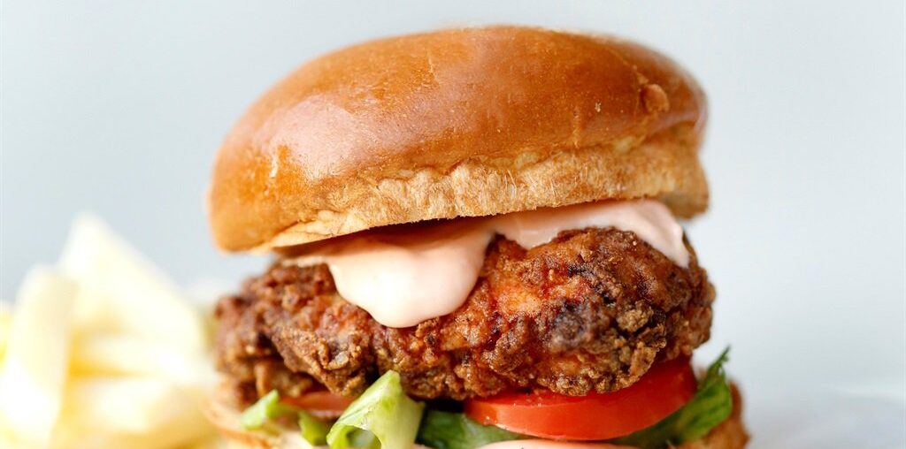 Southern fried buttermilk chicken burgers.