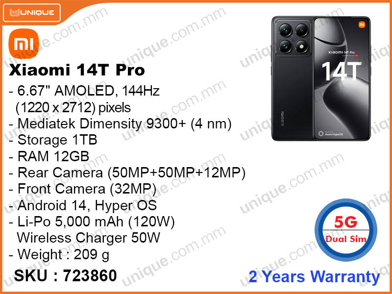 Xiaomi 14T Pro 12GB, 1TB Titan Black