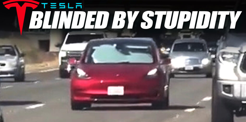 You Can’t Make This Up: Tesla Owner Blocks Windshield With Sunshade, Lets FSD Drive