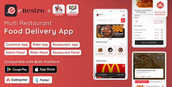 eRestro v1.2.6 Nulled – Multi Restaurant Flutter App | Food Ordering App with Admin Panel & Restaurant Panel Source