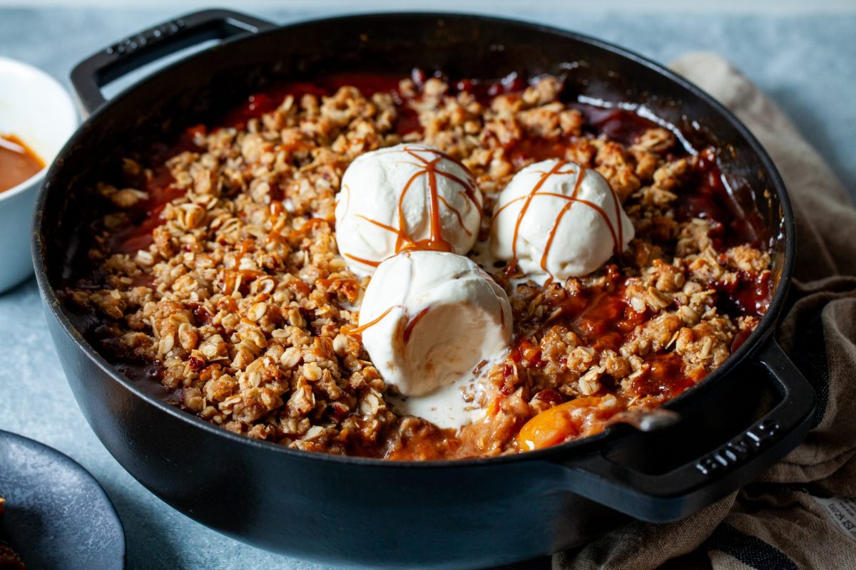 salted caramel peach crisp