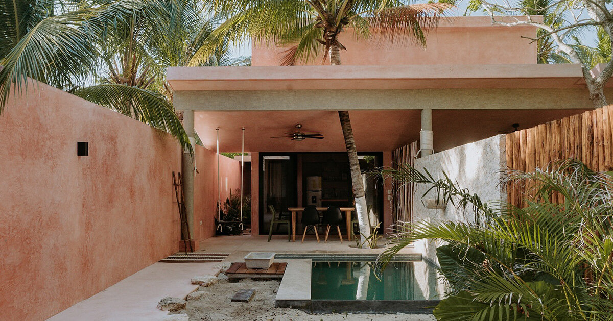 yucatan’s palm trees pierce through duplex-style residential complex by proyecciones civiles