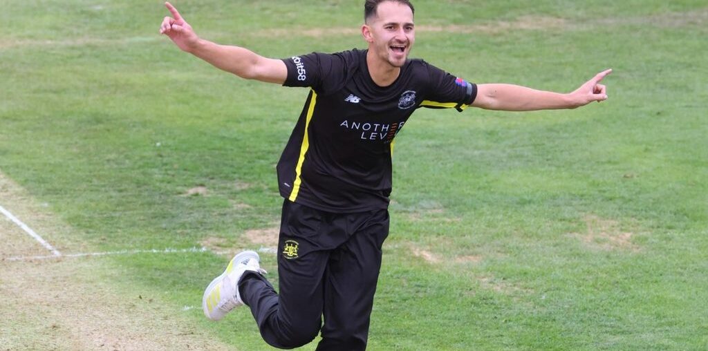 Zaman Akhter celebrates taking a wicket during the 2024 One Day Cup