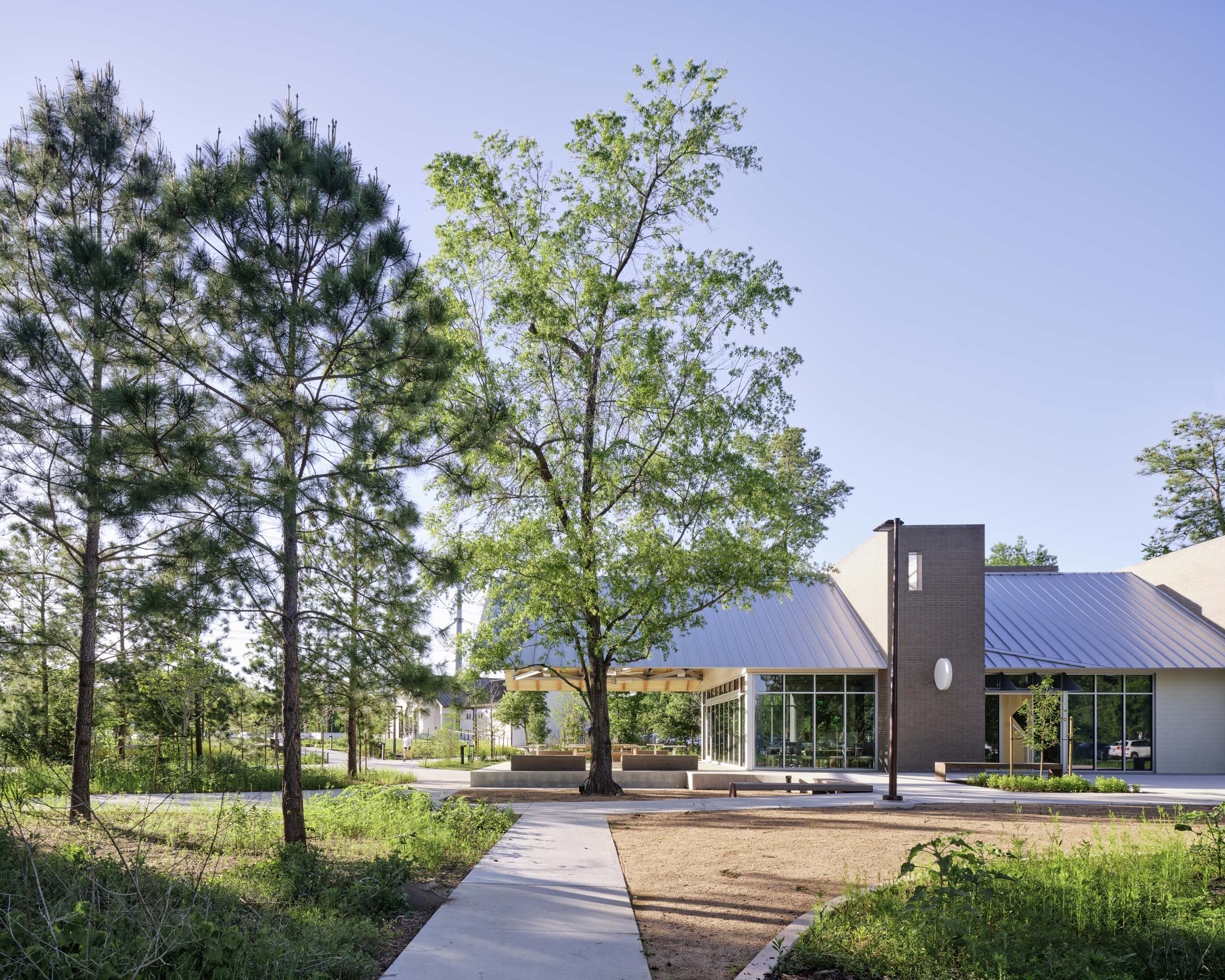 A new pavilion by Schaum Architects touches down in Nelson Byrd Woltz’s Memorial Park in Houston