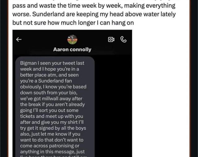 Aaron Connolly reaching out to a fan having a tough time.