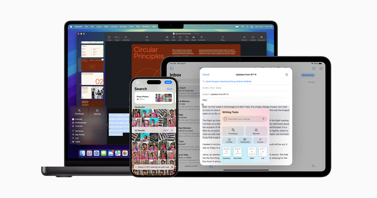 Apple Intelligence is available today on iPhone, iPad, and Mac