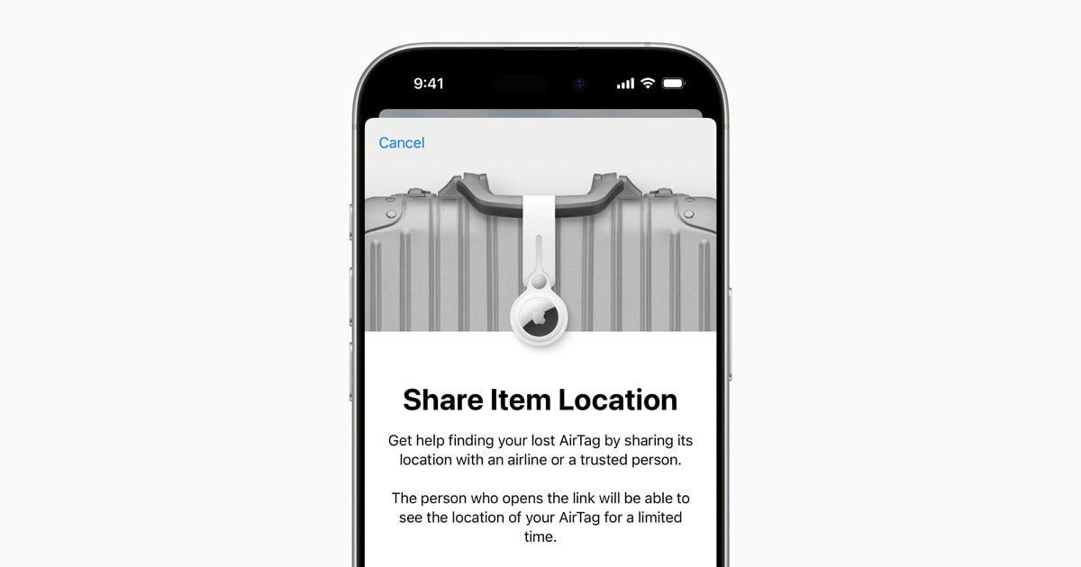 Apple’s Find My enables sharing location of lost items with third parties