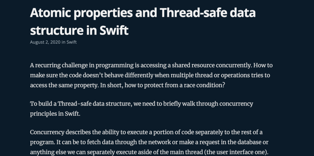 Atomic properties and Thread-safe data structure in Swift