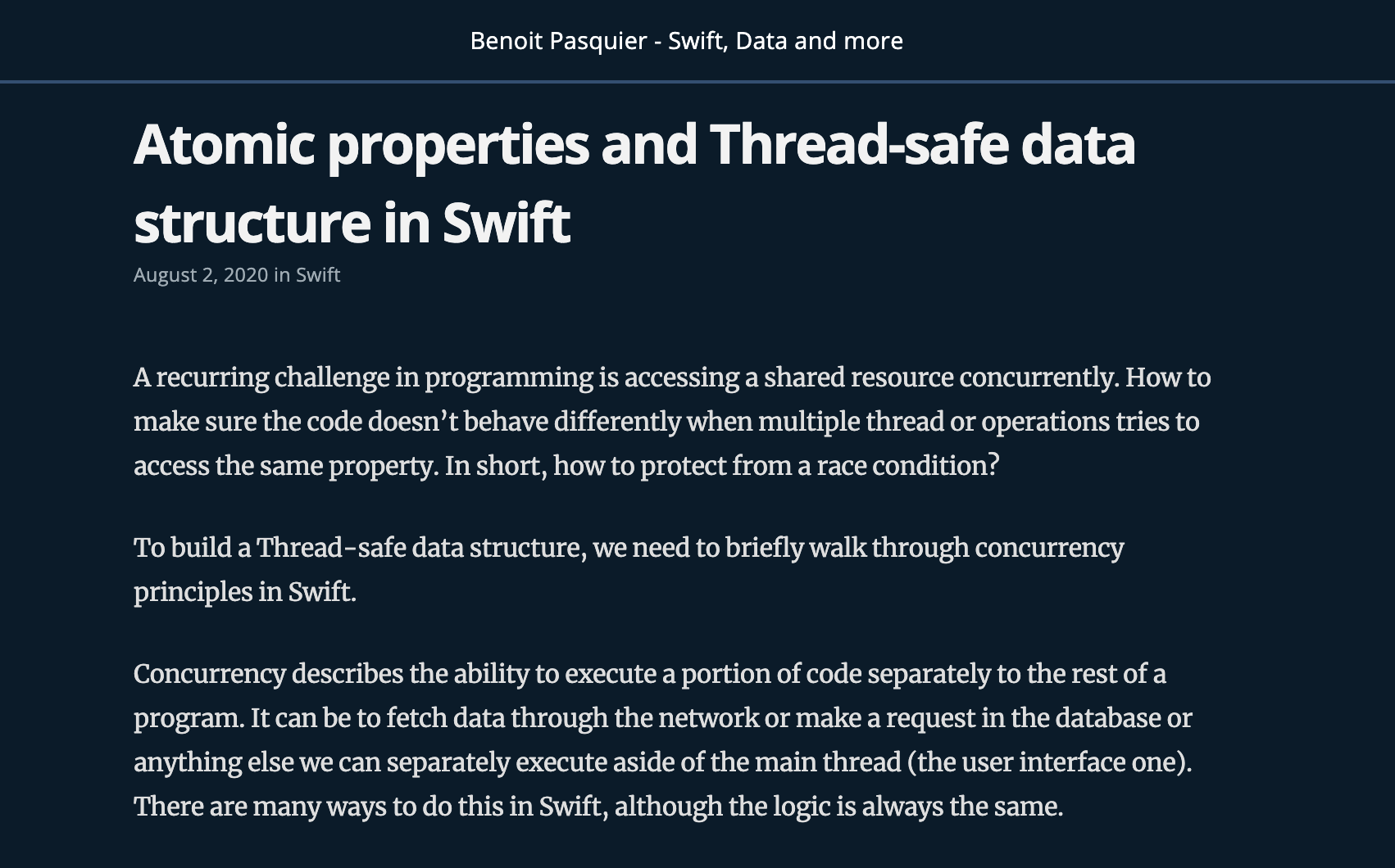 Atomic properties and Thread-safe data structure in Swift