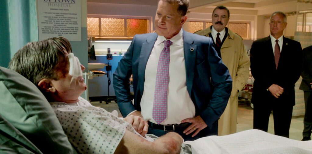 Mayor Chase visits an injured cop in the hospital on Blue Bloods Season 14 Epiaode 15