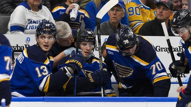 Blues' Dylan Holloway Stretchered Off Ice, Taken to Hospital After Puck Hits Throat