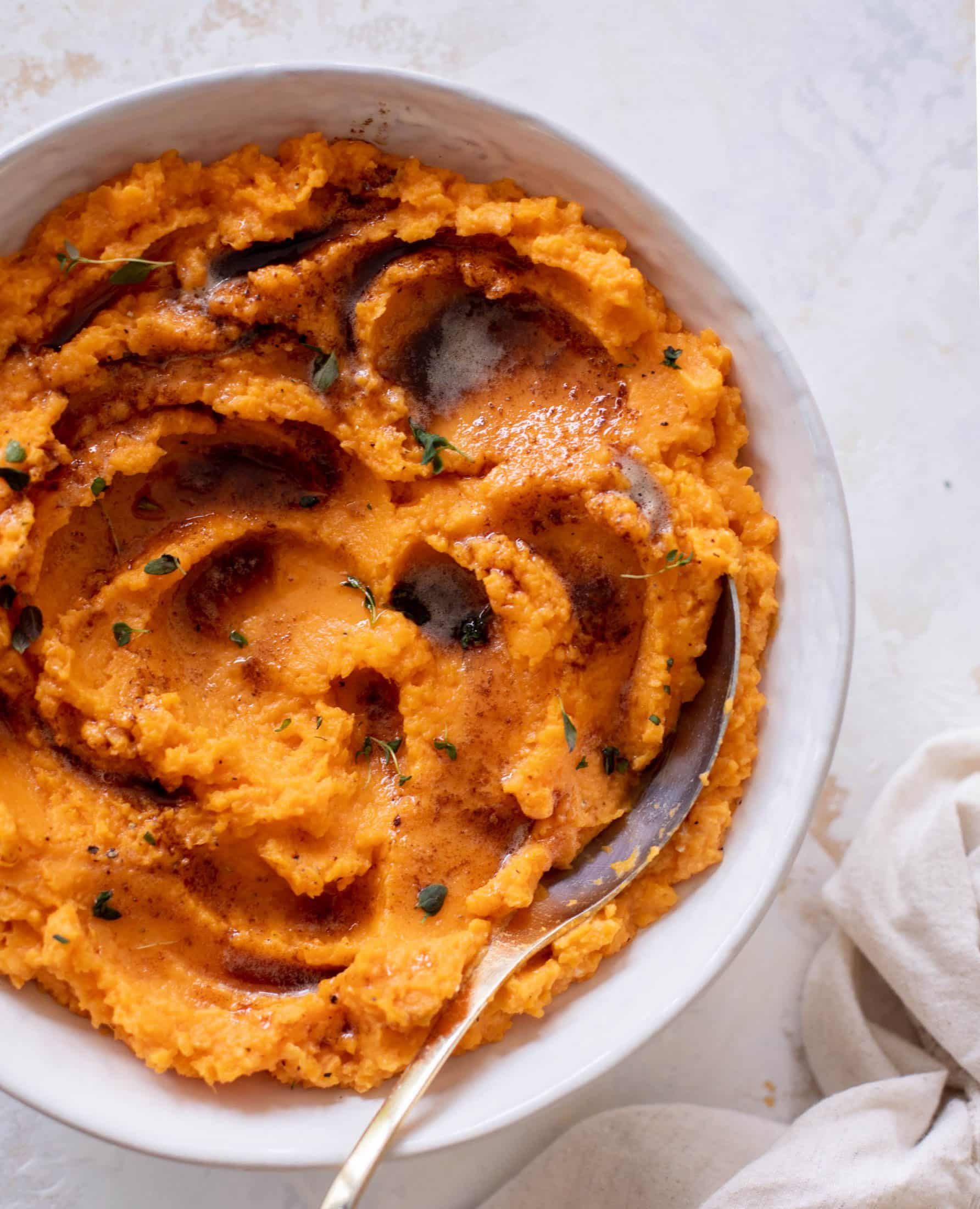 Brown Butter Herb Mashed Sweet Potatoes.