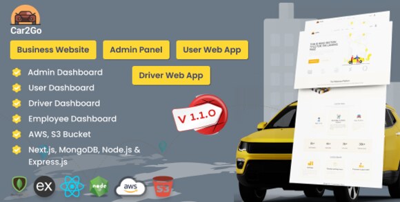 Car2Go v1.1.0 – One Stop Ride Share Platform | User, Driver Web App with Admin Panel