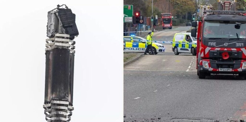 'Chaos' as major road shut down after 5G phone mast explodes into flames