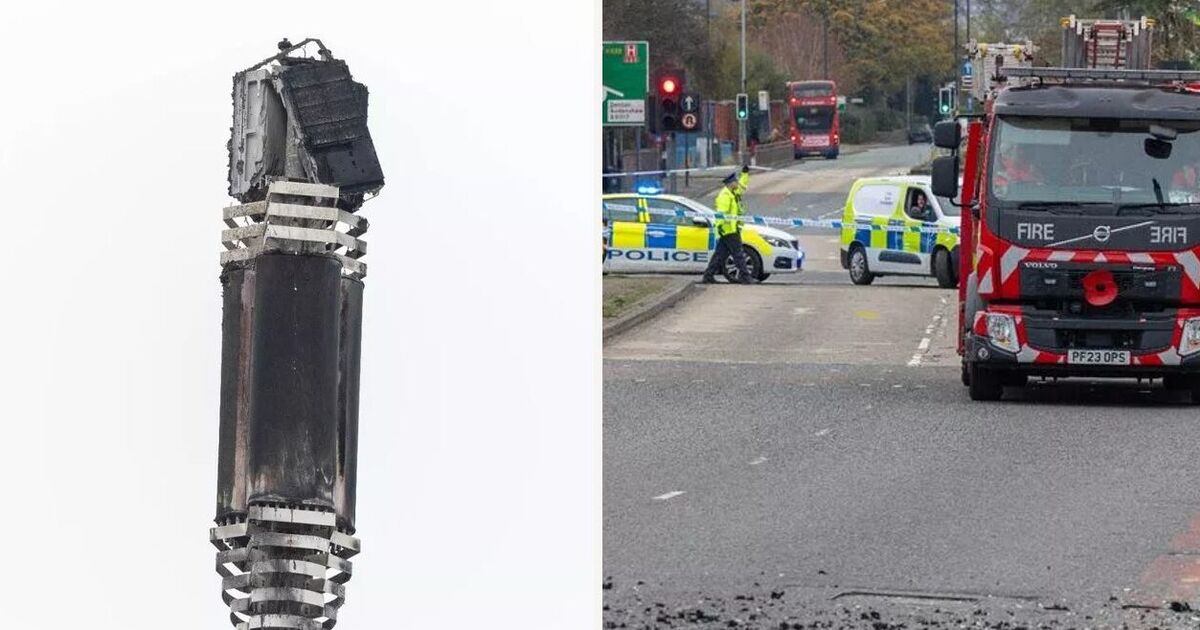 ‘Chaos’ as major road shut down after 5G phone mast explodes into flames