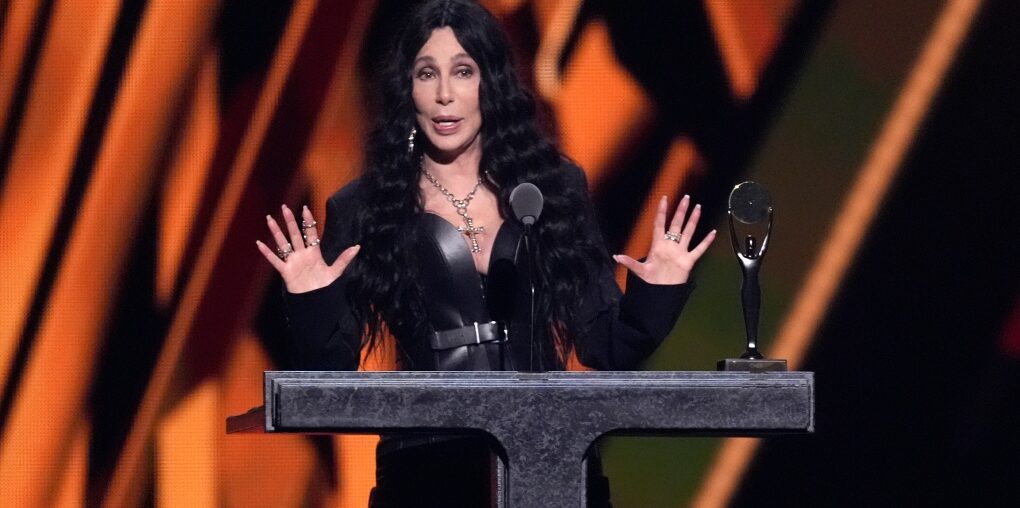 Cher speaks during the 39th Annual Rock & Roll Hall of Fame Induction Ceremony on Saturday, Oct. 19, 2024, at Rocket Mortgage FieldHouse in Cleveland. (AP / Chris Pizzello)