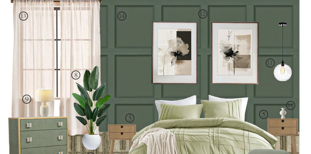 contemporary sage bedroom