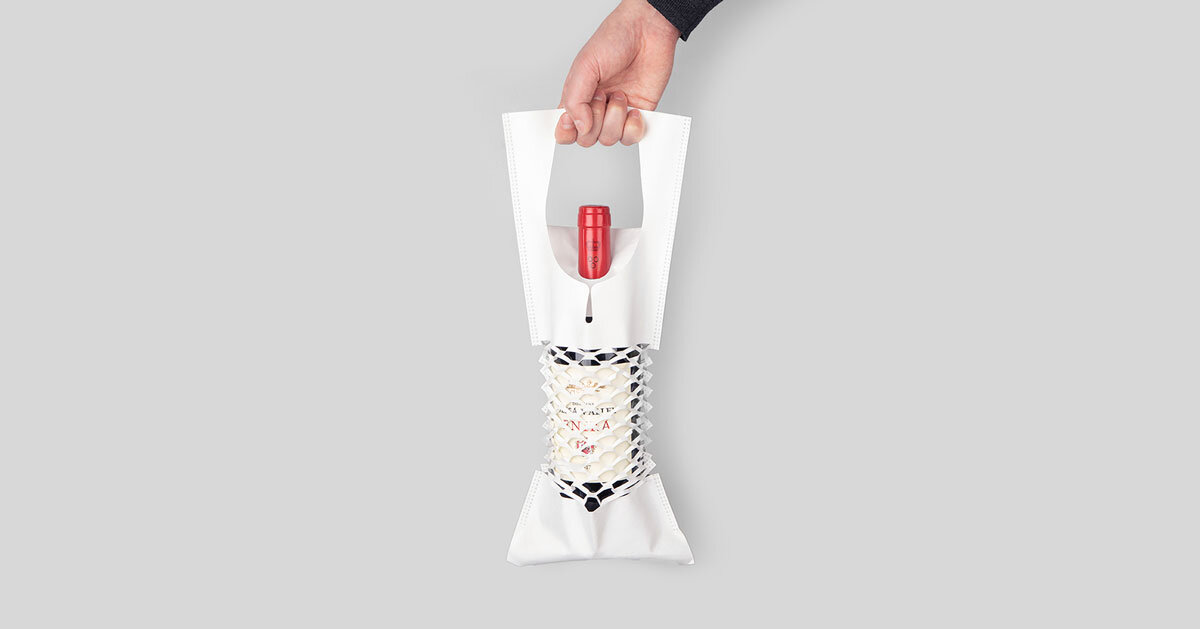 DLS by DSLSM constructs reusable wine net bag out of recyclable thermoplastic