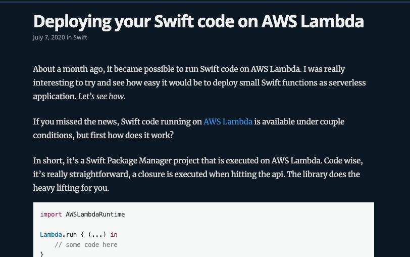 Deploying your Swift code on AWS Lambda