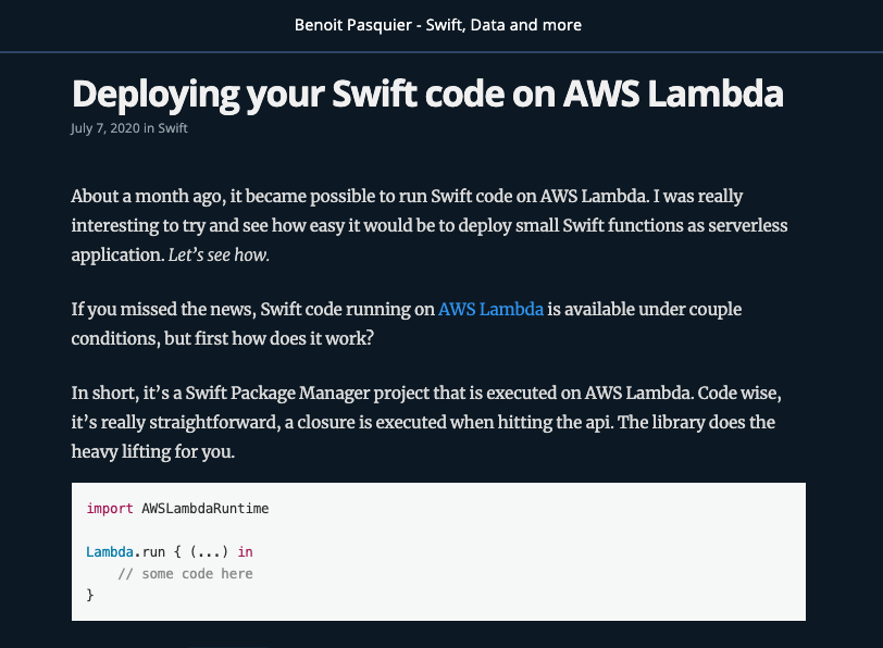 Deploying your Swift code on AWS Lambda