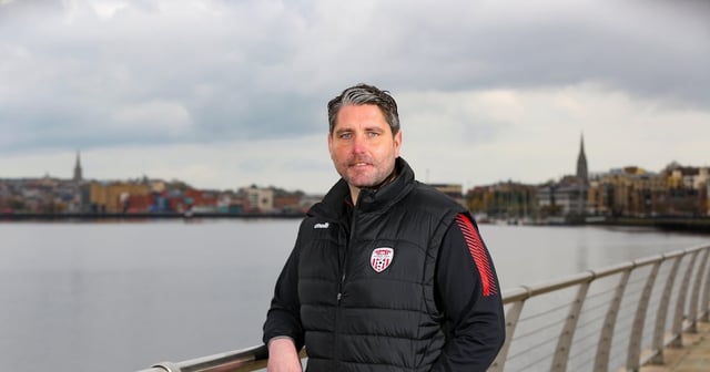 Derry City partnways with their manager Ruaidhrí Higgins.