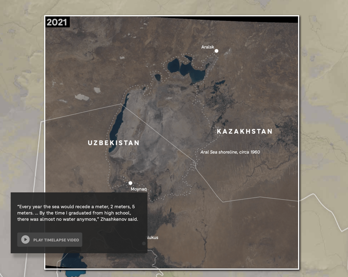 Drying of the Aral Sea and its source rivers