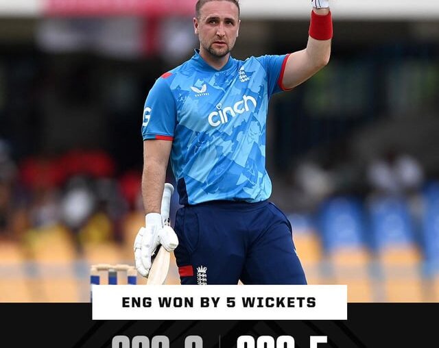 Eng win the 2nd odi against the windies, chasing 328