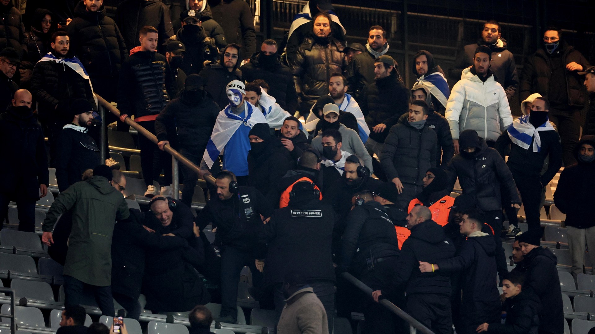 Fans fight in stands during France vs Israel in stadium’s lowest ever attendance