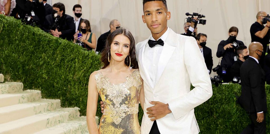 Felix Auger-Aliassime and Nina Ghaibi pictured at the Met Gala in 2021.