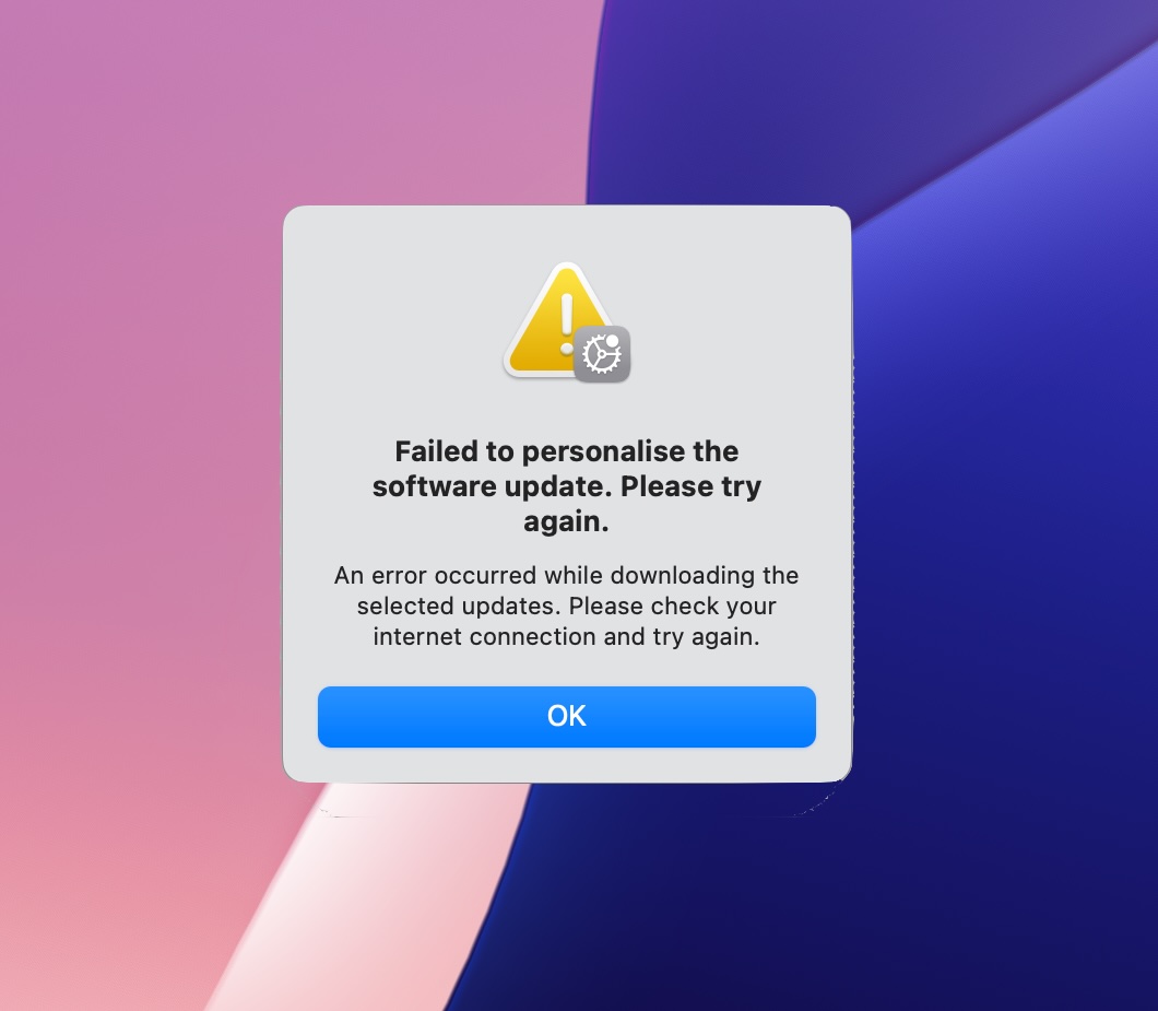 Fix the “Failed to Personalize Software Update” Error in MacOS