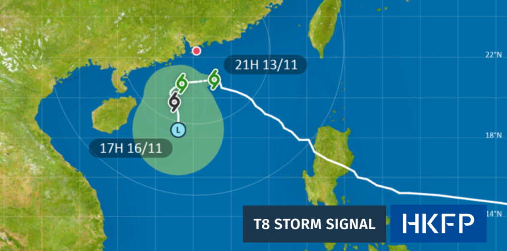 Hong Kong issues T8 typhoon warning as Tropical Cyclone Toraji nears