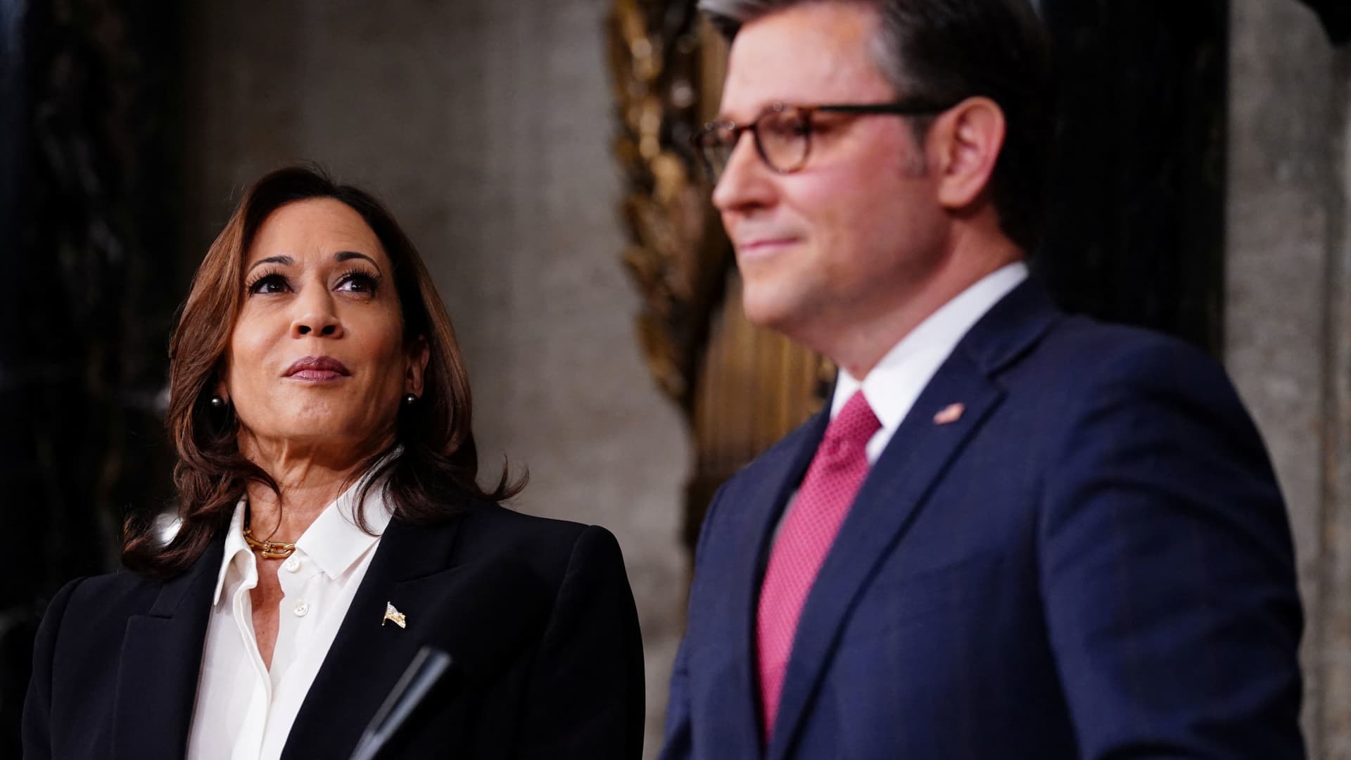 Harris defends CHIPS Act after House Speaker Johnson suggests GOP would try to repeal law