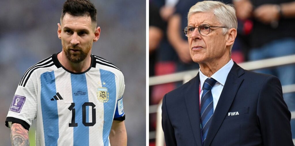 Arsene Wenger and Lionel Messi.