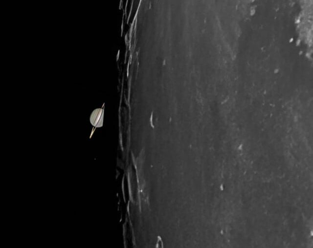 I Imaged Saturn Passing Behind the Harvest Supermoon with my Telescope.