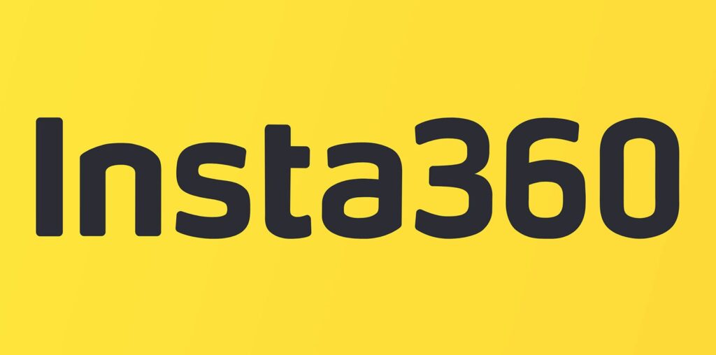 The image shows the Insta360 logo with bold black text on a bright yellow background.