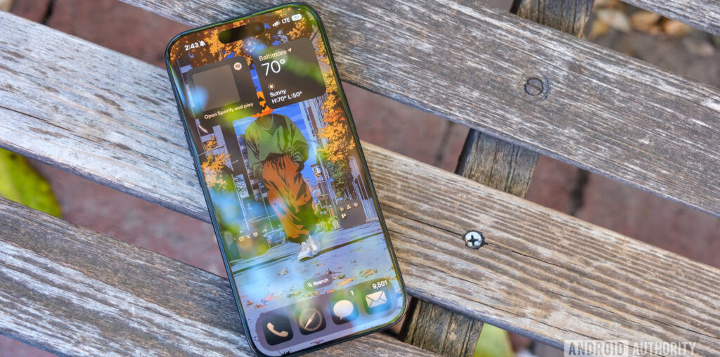 iPhone 16 Pro home screen lying down