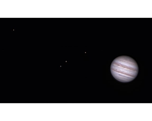 Jupiter and the Galilean moons this evening