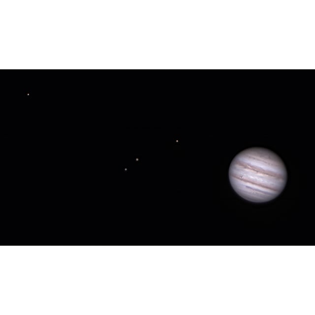 Jupiter and the Galilean moons this evening