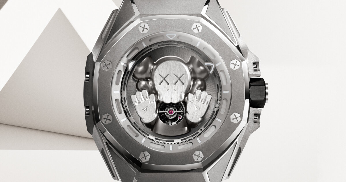 KAWS adds miniature companion at the heart of audemars piguet’s royal oak titanium watch