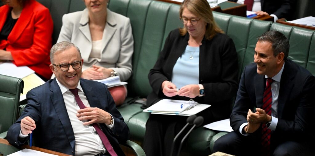 Anthony Albanese reacts during Question Time (Image: AAP/Lukas Coch)